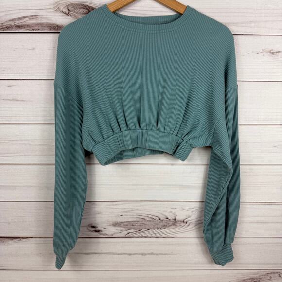 SP‎ Athletic Womens Cropped Ribbed Long Sleeve Sweatshirt Size XS - Picture 2 of 8